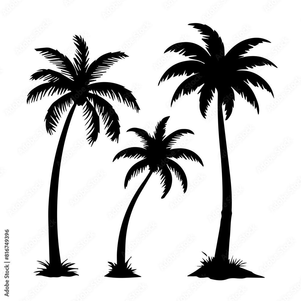 palm trees black silhouette design logo