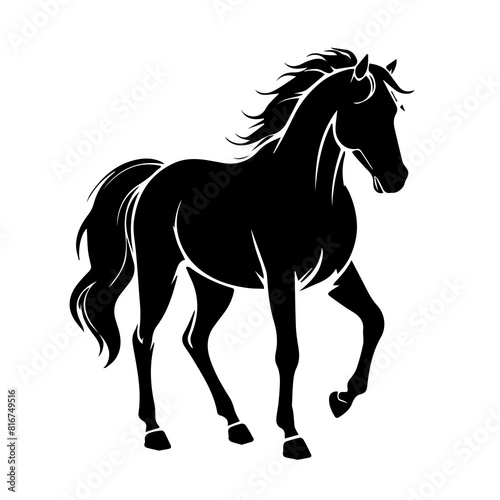 horse black silhouette design logo