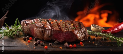 Wallpaper Mural A sizzling steak with juicy tender meat ready to be savored cooked to perfection. Copyspace image Torontodigital.ca