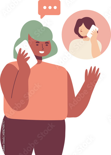 calling flat style character illustration