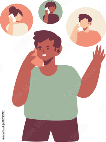 calling flat style character illustration