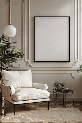 empty frame in neoclassic style room photo
