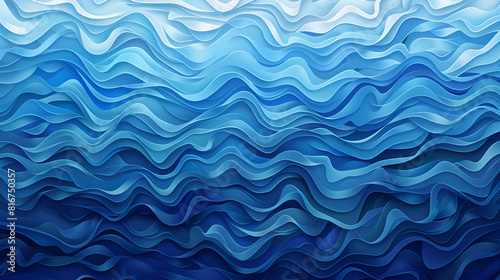 Painted blue and white waves. Abstract background of marine flora and fauna, aquatic and underwater,Blue sea water surface with waves and ripples. Abstract background. © zubair foods