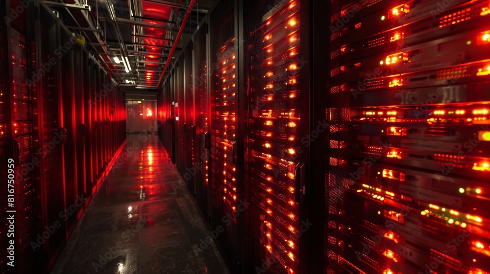 A high-tech data center, with rows of glowing servers and High-Efficiency Data Platforms. A high-tech data center, with rows of glowing servers and High-Efficiency Data Platforms.