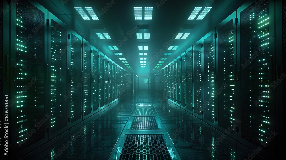 A high-tech data center, with rows of glowing servers that Streamline Data Operations. A high-tech data center, with rows of glowing servers that Streamline Data Operations.