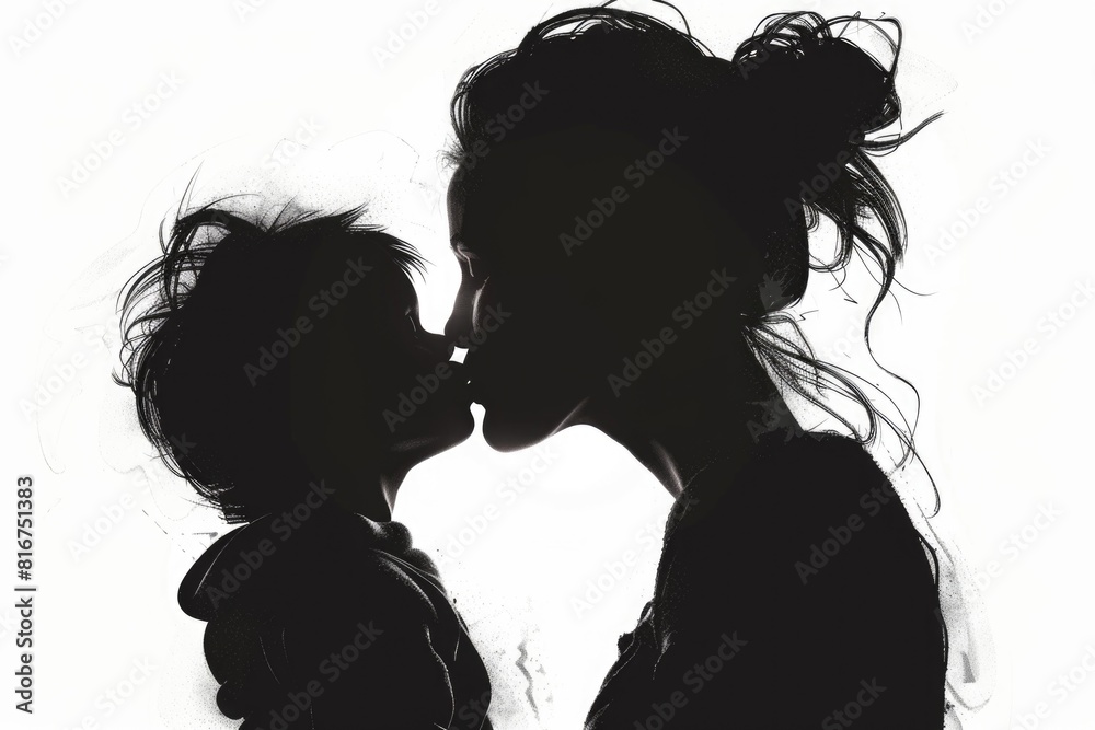 A touching moment captured in a silhouette. Suitable for family and love concepts A touching moment captured in a silhouette. Suitable for family and love concepts