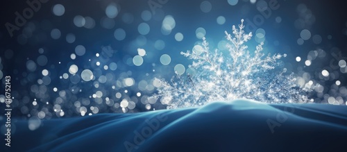 A festive Christmas decoration adorned with shimmering white sparkles creating a captivating copy space image