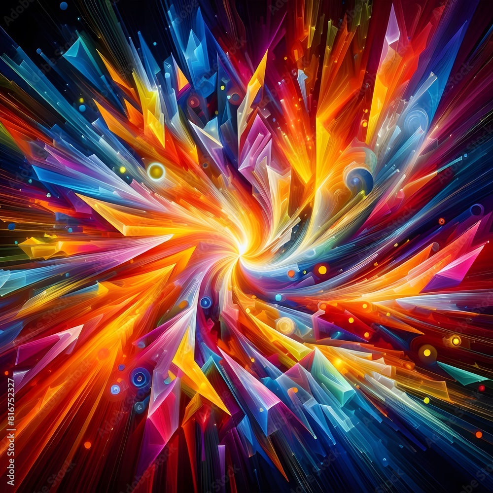Obraz premium Vibrant Vertex abstract colorful shapes swirling and converging in a radiant display