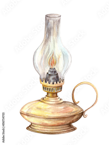 kerosene lamp isolated object on white background