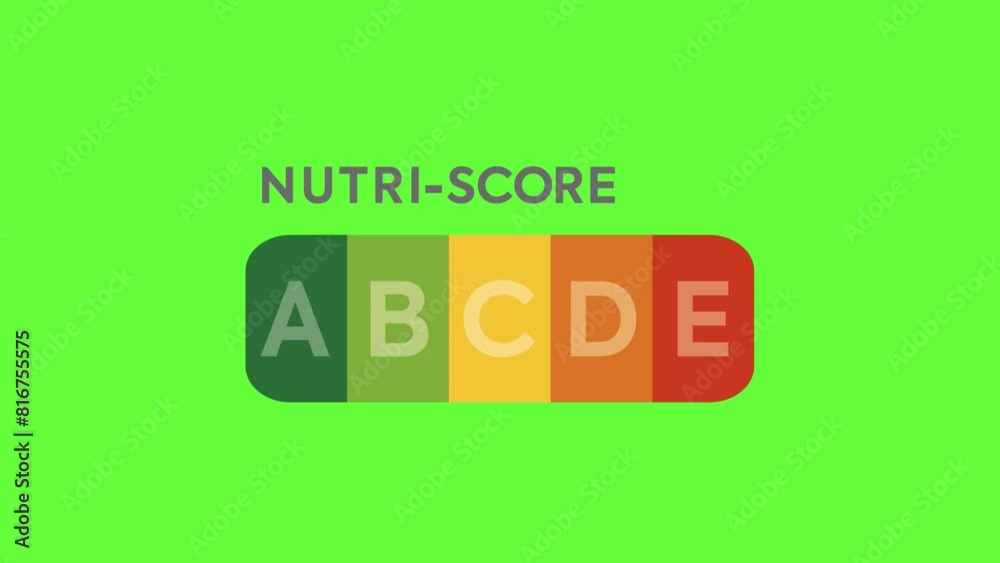 Nutri Score D Gradient on Green Background. 4K Animation Nutri Score D Gradient on Green Background. 4K Animation