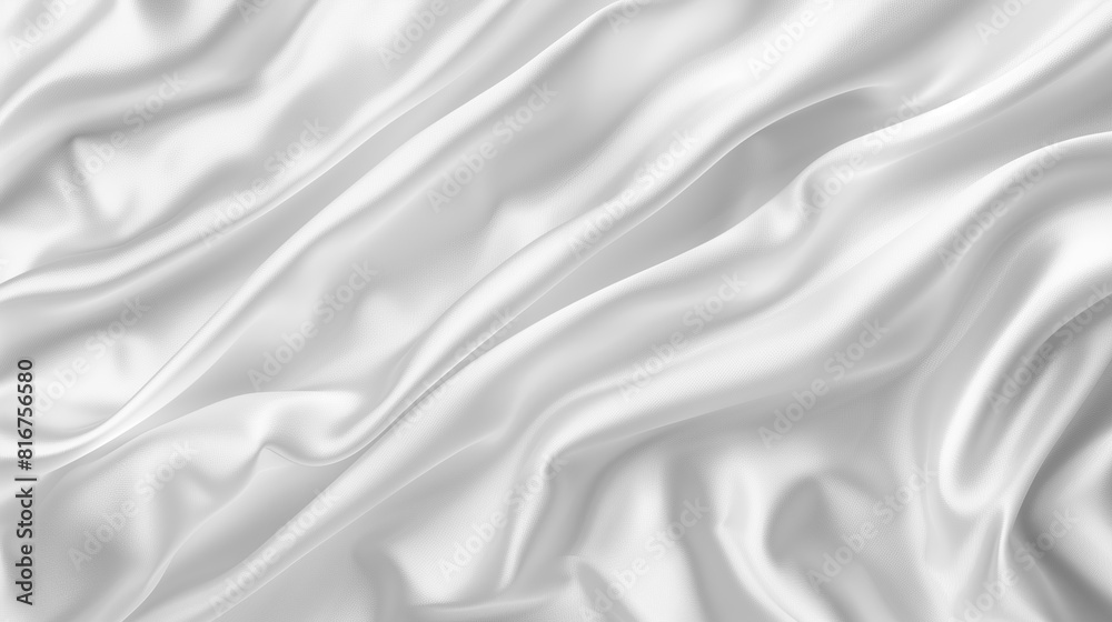 Fototapeta premium White Fabric Texture Background: Luxury Cloth with Abstract Liquid Wavy Pattern. White background for text.