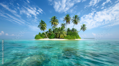 Photo of a Palm Tree Island in the Indian Ocean