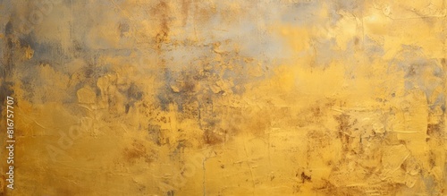 Texture modern pattern gold wall with weathered paint. copy space available photo