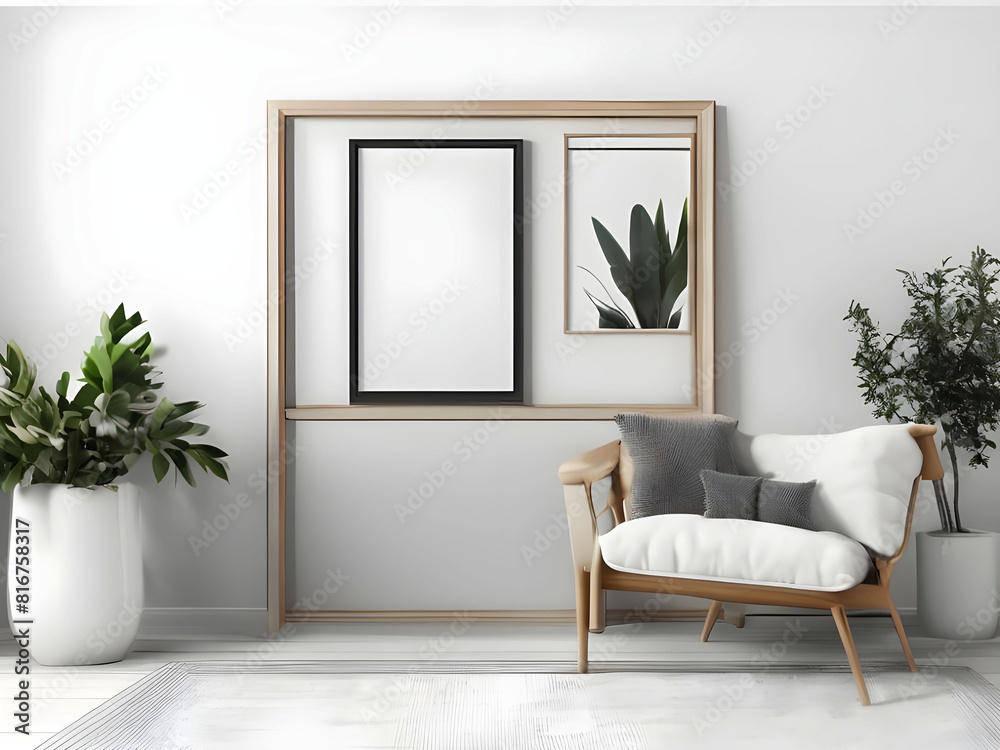 Frame mockup, ISO A paper size. Living room wall poster mockup. Interior mockup with house background. Modern interior design. 3D render Frame mockup, ISO A paper size. Living room wall poster mockup. Interior mockup with house background. Modern interior design. 3D render