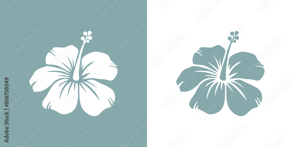 Logo vacaciones en Hawái. Silueta de flor de hibisco