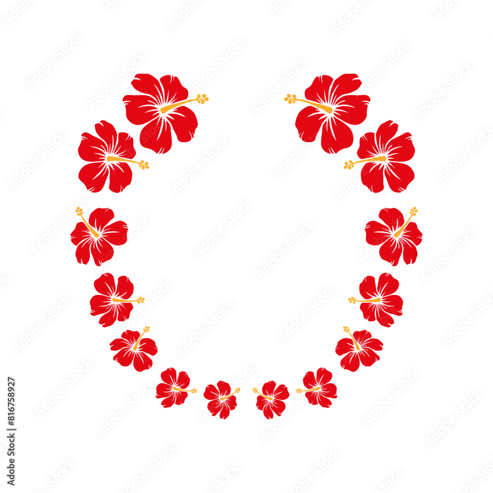 Logo vacaciones en Hawái. Silueta de flores de hibisco con forma de corona