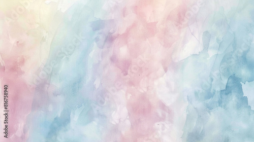 Pastel Watercolor Wash A soft pastel watercolor wash background with delicate brushstrokes of pink blue and yellow blending together seamlessly to create a dreamy and ethereal atmosphere.