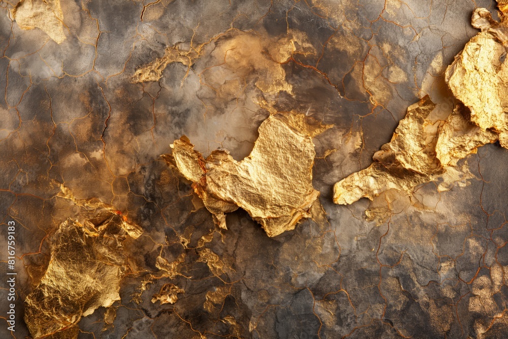 Elegant abstract background featuring rich gold veins on a dark marble surface