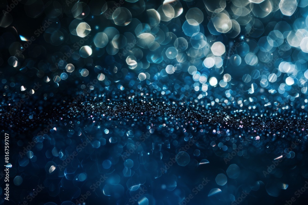 Dark blue background with scattered sparkling details creating a mesmerizing bokeh effect