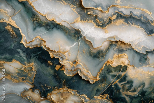 Luxurious abstract background of dark marble with elegant gold vein patterns