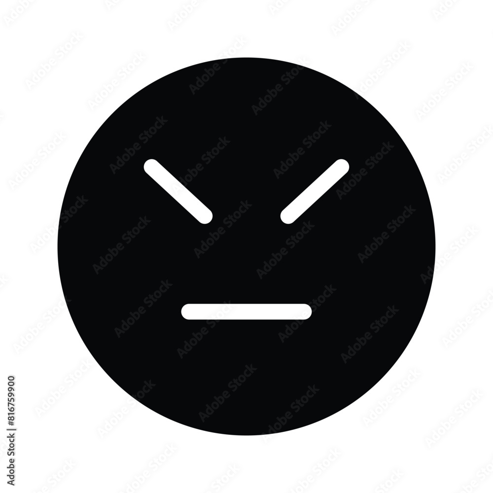 Emoticons face with straight mouth line and closed eyes icon