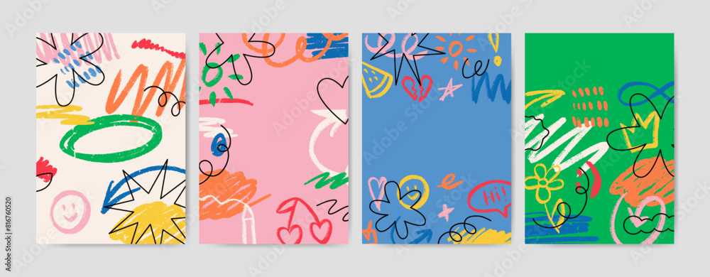 Abstract graffiti poster set