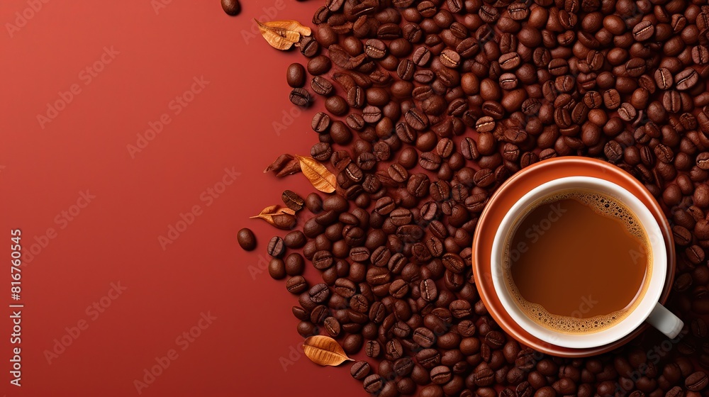Naklejka premium Cup of coffee with beans