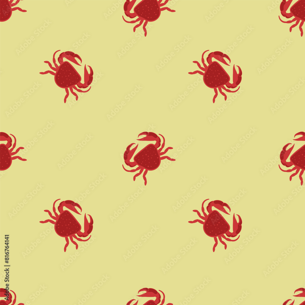 Crab Seamless Pattern Yellow Background Crab Seamless Pattern Yellow Background