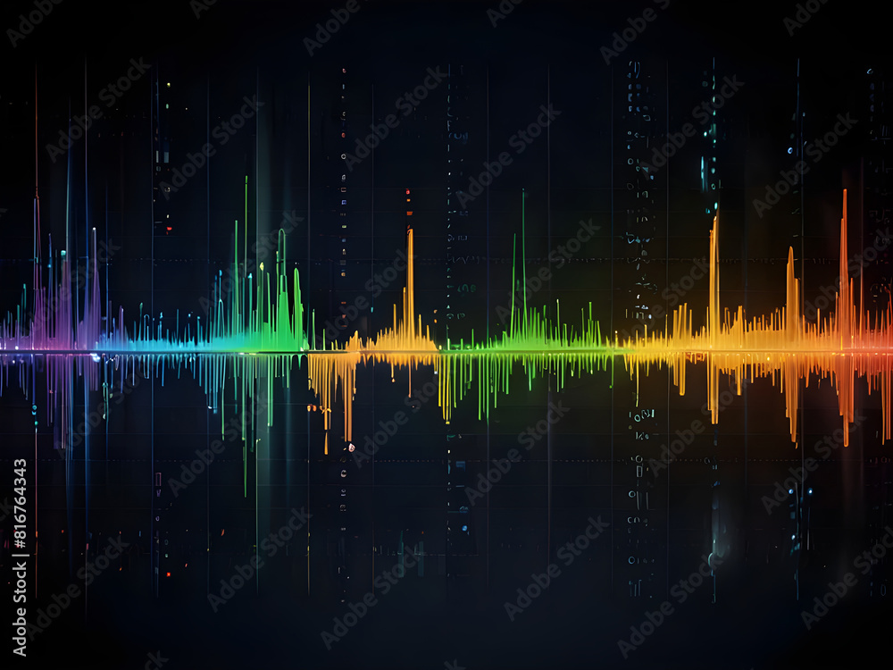 Data visualization, data network, glow sound waves effect or abstract technology background ai generative