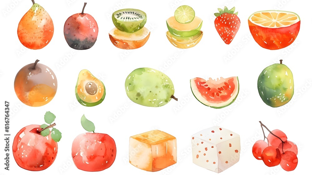 Assortment of Vibrant and Flavorful Fruits and Vegetables on White Background