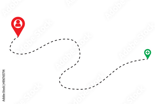 Route location icon. Map pointer sign. GPS navigator vector. Map Navigation with 2 pins search location. Vector illustration.