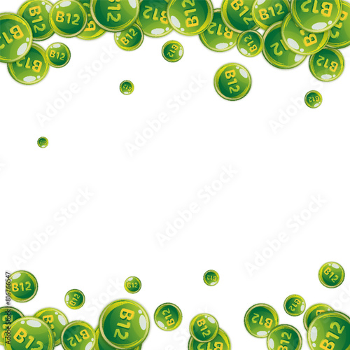 Vitamin B12 messy round pills.