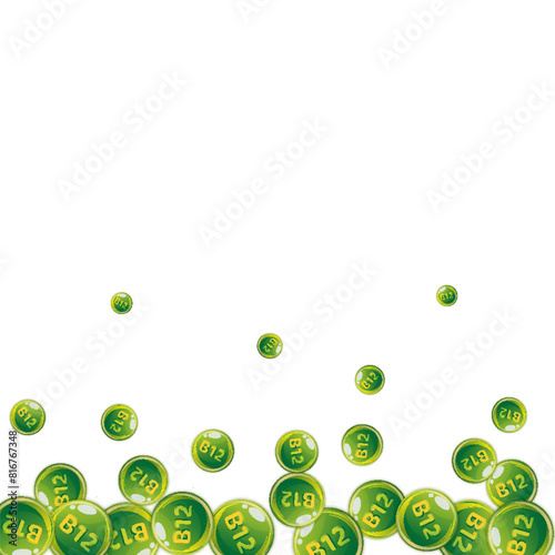 Vitamin B12 messy round pills.