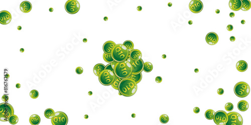 Vitamin Q10 round capsules scattered randomly.
