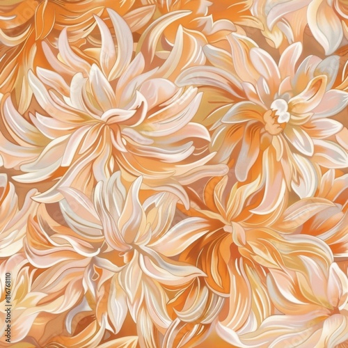 Elegant Orange Floral Pattern for Wallpaper and Fabric Design