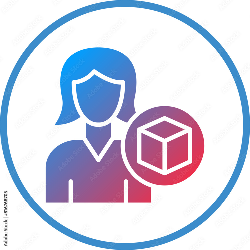 Vector Design 3D Artist Female Icon Style Vector Design 3D Artist Female Icon Style