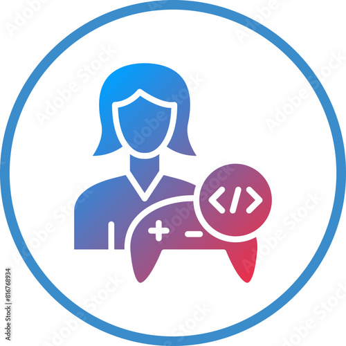 Vector Design Game Developer Female Icon Style