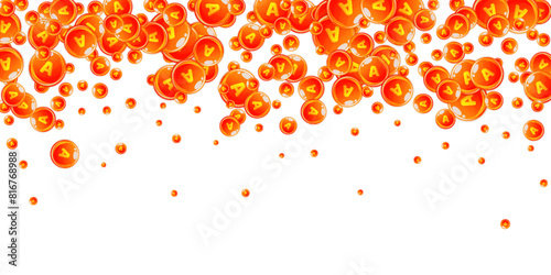 Vitamin A round capsules scattered randomly.