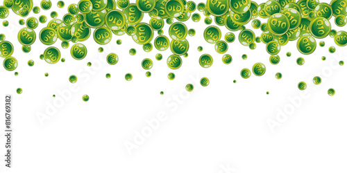 Vitamin Q10 round capsules scattered randomly.