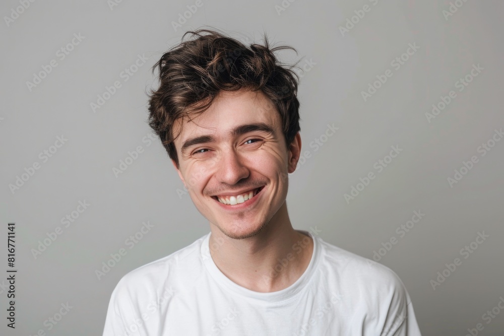 A man in a white shirt smiling for the camera. Suitable for business or casual concepts A man in a white shirt smiling for the camera. Suitable for business or casual concepts