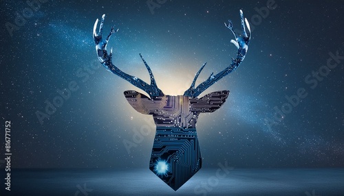 Concept for powerful technology based on the shape of the deer head combined with the electric photo