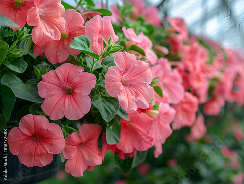 Pink Petunia Flower Hanging in a Pot. Growing Space ,
Petunia X Atkinsiana Surfinia Pink Vein. It has pink flowers with deeper veining and fully trailing photo