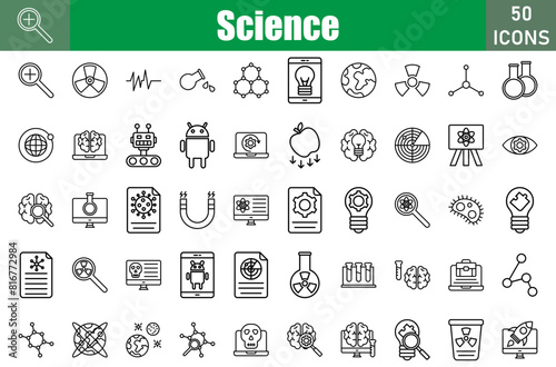 Science Icons Set. Editable Stroke. Pixel Perfect