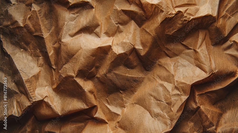 Close up image of wrinkled Kraft paper Close up image of wrinkled Kraft paper
