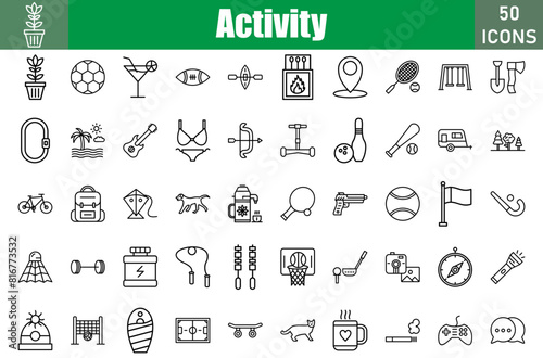 Activity Icons Set. Editable Stroke. Pixel Perfect