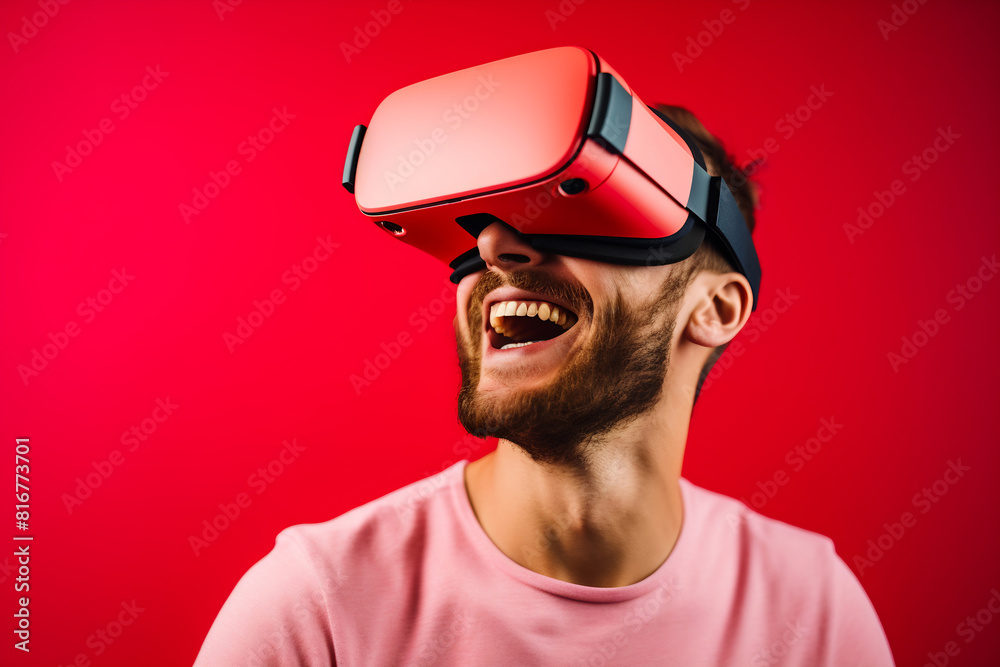 Man wearing virtual reality headset Man wearing virtual reality headset