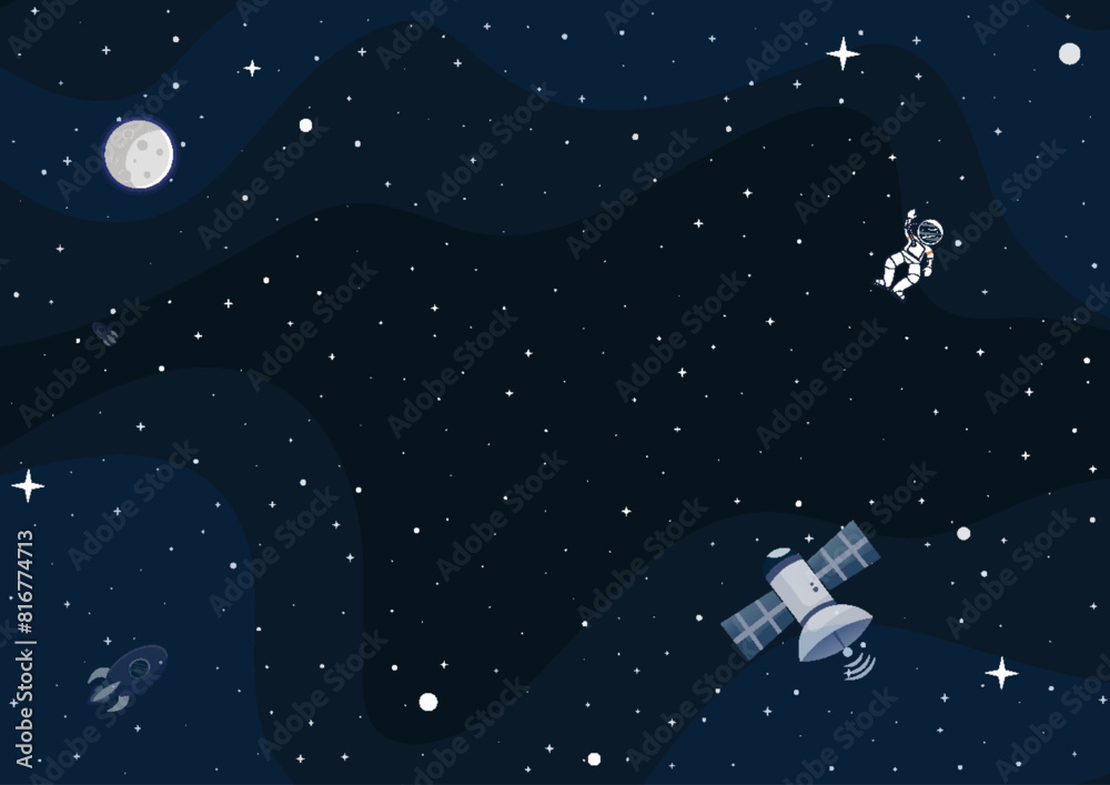 Space cartoon background. Cute design for landing Space cartoon background. Cute design for landing