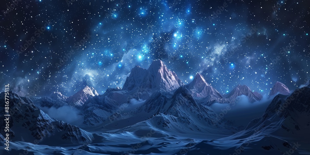 Quiet night sky with stars, focus on, celestial theme, futuristic, Manipulation, mountain viewpoint Quiet night sky with stars, focus on, celestial theme, futuristic, Manipulation, mountain viewpoint