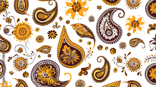 Motley paisley seamless pattern with folk buta motif.