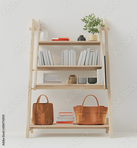 wooden shelf with books